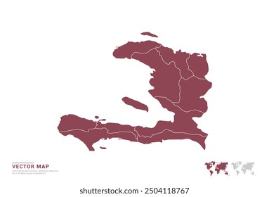 High Detail Red silhouette of Haiti map on white background vector.