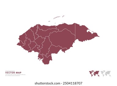 Silueta roja del mapa de Honduras en el Vector del fondo blanco.