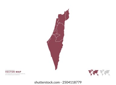 High Detail Red silhouette of Israel map on white background vector.