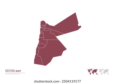 High Detail Red silhouette of Jordan map on white background vector.