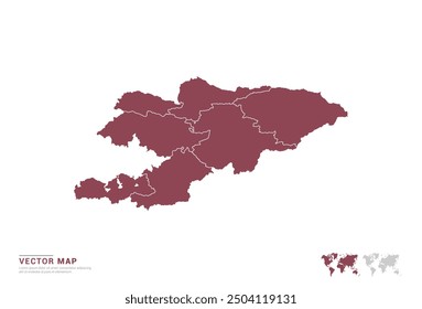 High Detail Red silhouette of Kyrgyzstan map on white background vector.