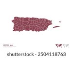 High Detail Red silhouette of Puerto Rico map on white background vector.