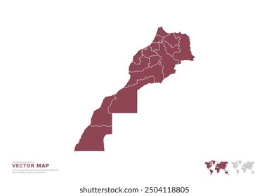 High Detail Red silhouette of Sahara map on white background vector.