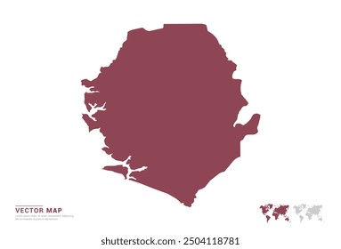 Rote Silhouette von Sierra Leone Karte auf weißem Hintergrund Vektor.