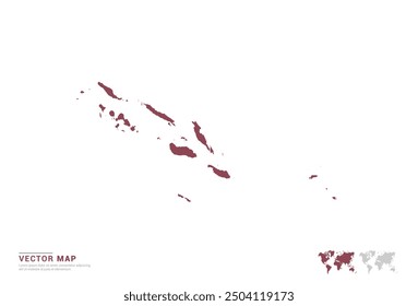 High Detail Red silhouette of Solomon Island map on white background vector.