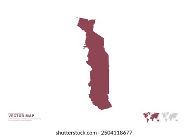 High Detail Red silhouette of Togo map on white background vector.