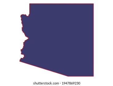 High detail solid vector map of Arizona with official USA flag colors. Arizona map isolated on white background. The map is appropriate for digital editing and prints of any size. 