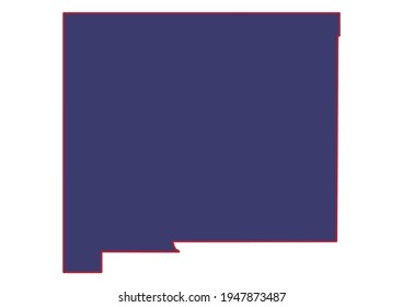 High detail solid vector map of New Mexico with official USA flag colors. New Mexico map isolated on white background. The map is appropriate for digital editing and prints of any size. 