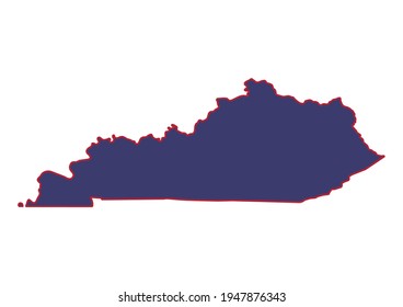 High detail solid vector map of Kentucky with official USA flag colors. Kentucky map isolated on white background. The map is appropriate for digital editing and prints of any size. 