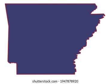 High detail solid vector map of Arkansas with official USA flag colors. Arkansas map isolated on white background. The map is appropriate for digital editing and prints of any size. 