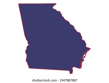 High detail solid vector map of Georgia with official USA flag colors. Georgia map isolated on white background. The map is appropriate for digital editing and prints of any size. 