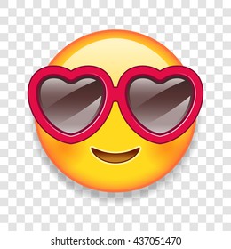 High Detail Vector illustration of an custom emoticon with Heart shaped glasses. 