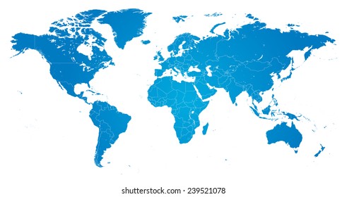 High Detail Vector Political World Map illustration, cleverly organized with layers