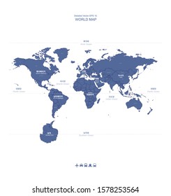 high Detail Vector World Map. 