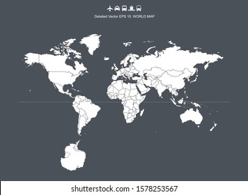 high Detail Vector World Map. 