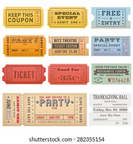 High detail Vintage grunge Tickets and Coupons