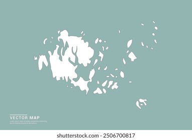 High Detail White silhouette of Aland Islands map on green background vector.