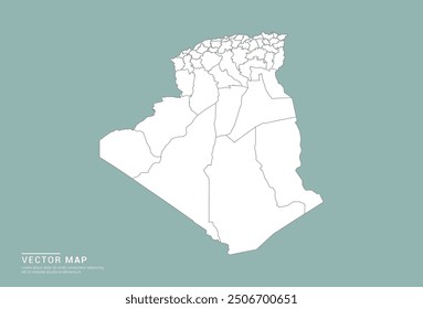 High Detail White silhouette of Algeria map on green background vector.