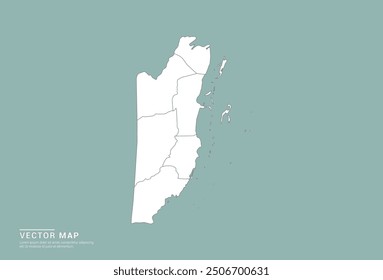 High Detail White silhouette of Belize map on green background vector.