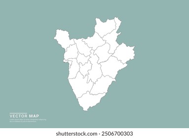 High Detail White silhouette of Burundi map on green background vector.
