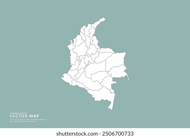 High Detail White silhouette of Colombia map on green background vector.