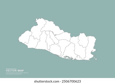 High Detail White silhouette of El Salvador map on green background vector.