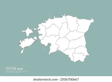 High Detail White silhouette of Estonia map on green background vector.