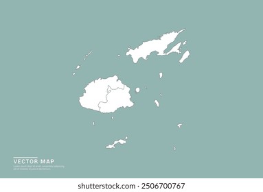 High Detail White silhouette of Fiji map on green background vector.