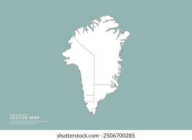 Silueta blanca del mapa de Groenlandia en el Vector de fondo verde.