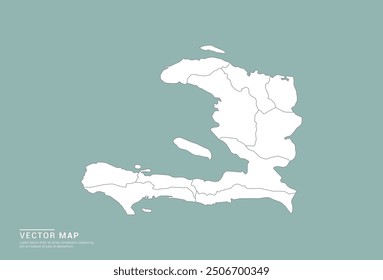 High Detail White silhouette of Haiti map on green background vector.