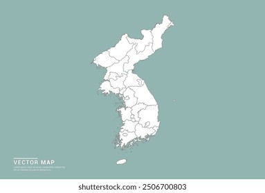 High Detail White silhouette of Korea map on green background vector.