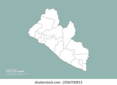 High Detail White silhouette of Liberia map on green background vector.