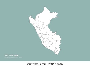 High Detail White silhouette of Peru map on green background vector.