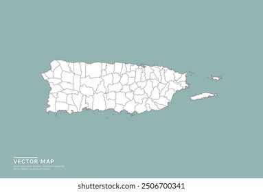 High Detail White silhouette of Puerto Rico map on green background vector.