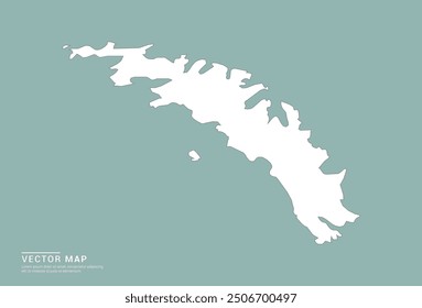 High Detail White silhouette of South Georgia map on green background vector.