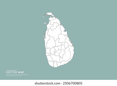 High Detail White silhouette of Sri Lanka map on green background vector.