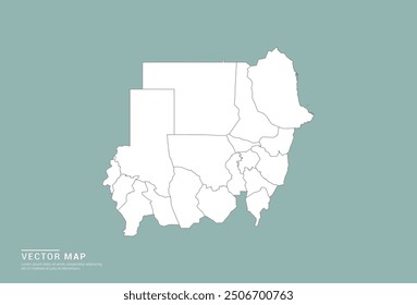 High Detail White silhouette of Sudan map on green background vector.