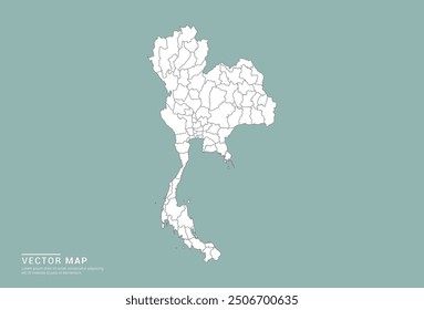 High Detail White silhouette of Thailand map on green background vector.