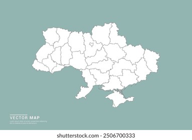 High Detail White silhouette of Ukraine map on green background vector.