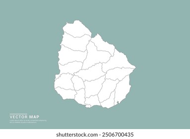 High Detail White silhouette of Uruguay map on green background vector.