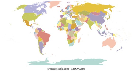 High Detail World map.All elements are separated in editable layers clearly labeled. Vector