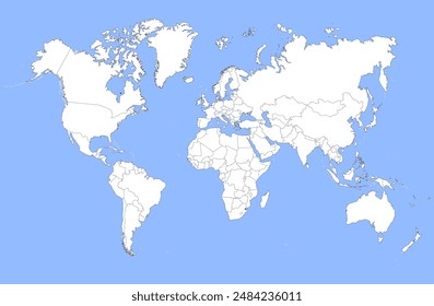 High detail World Map vector stock illustration