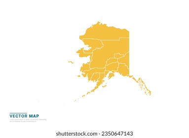 High Detail Yellow silhouette of Alaska map on white background vector.