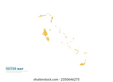 High Detail Yellow silhouette of The Bahamas map on white background vector.