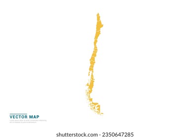 High Detail Yellow silhouette of Chile map on white background vector.