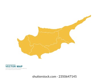 High Detail Yellow silhouette of Cyprus map on white background vector.