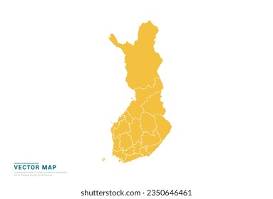 High Detail Yellow silhouette of Finland map on white background vector.