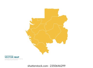 High Detail Yellow silhouette of Gabon map on white background vector.