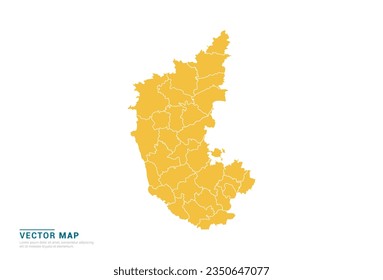 High Detail Yellow silhouette of Karnataka map on white background vector.