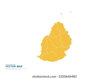 High Detail Yellow silhouette of Mauritius map on white background vector.